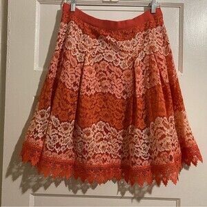 NWOT Isaac Mizrahi Floral Lace Layered ColorBlock Embroidered Hem Flare Skirt